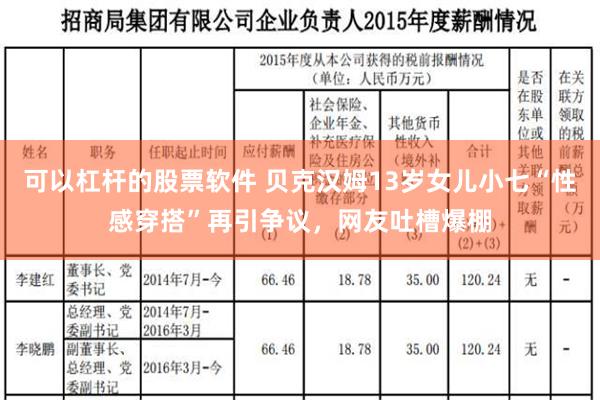 可以杠杆的股票软件 贝克汉姆13岁女儿小七“性感穿搭”再引争议，网友吐槽爆棚